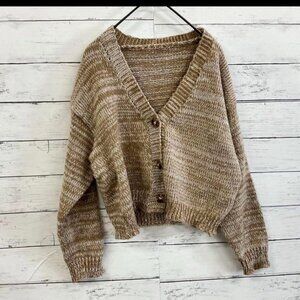 Gradien Knit Cardigan Size M Tan Relaxed
